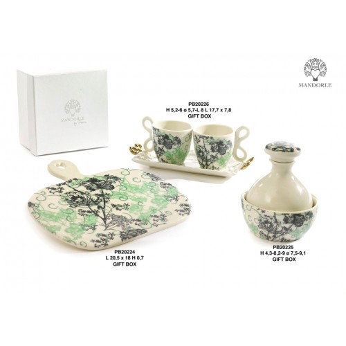set oliera e ciotolina fiori verdi set oliera e ciotolina fiori verdi