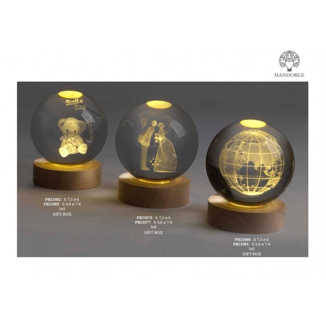 Bomboniera globo led con orsetto sposi mappamondo