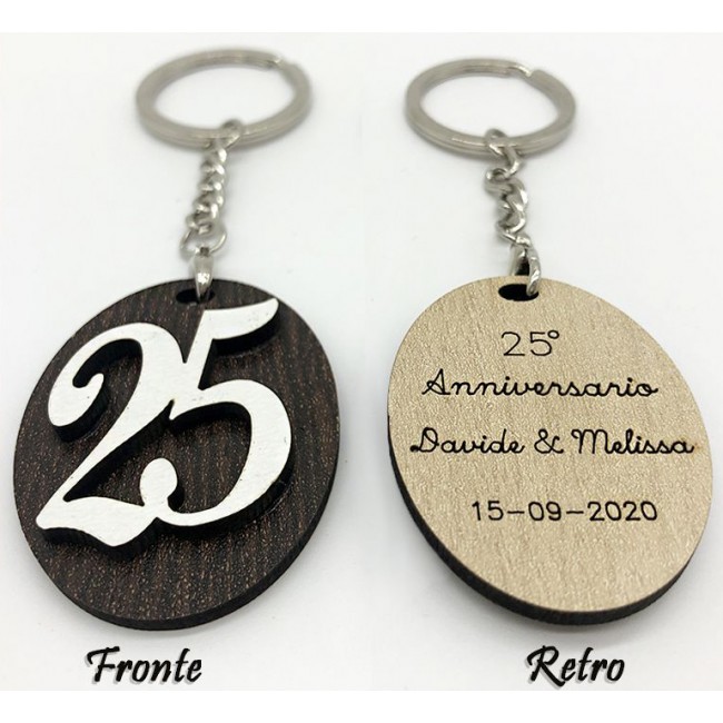 Bomboniera portachiavi 25 anniversario personalizzato