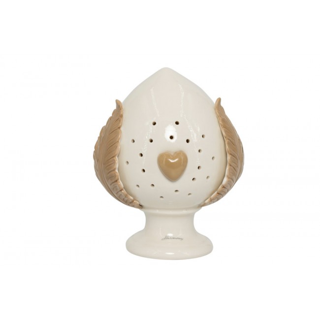 Bomboniera pomo pumo grande led con cuore tortora
