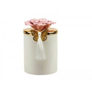 Harmony Bomboniera porta candela profumata grande con fiore rosa in offerta