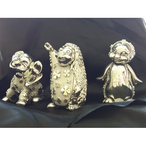 Bomboniera animali argentati con quadrifoglio