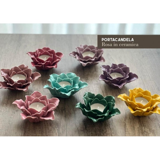 Bomboniera porta candela rosa