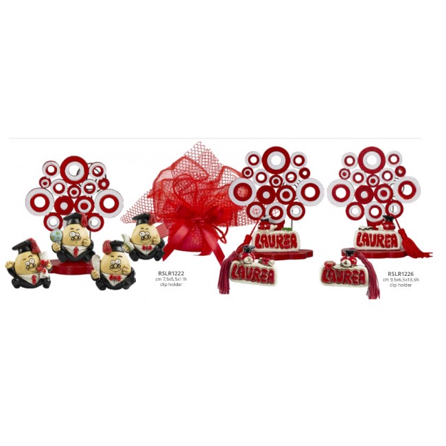 Bomboniera clip albero legno con emotion laurea