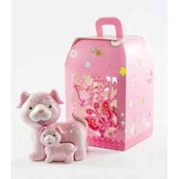 Bomboniera salvadanaio cane rosa harmony