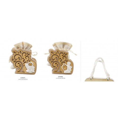 portaconfetti albero in legno comunione cresima
