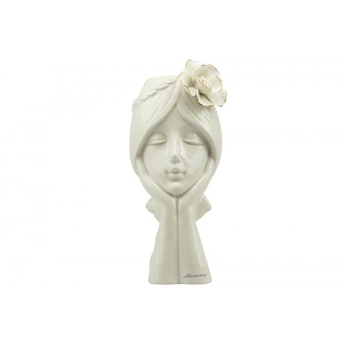 vaso ragazza lady con viso tra le mani con fiore in offerta