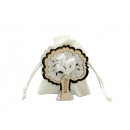 portaconfetti albero con sposi di gesso