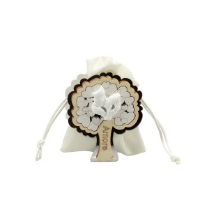 portaconfetti albero con sposi di gesso