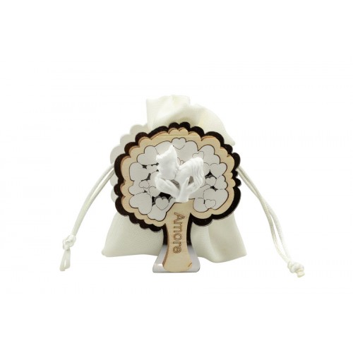 portaconfetti albero con sposi di gesso