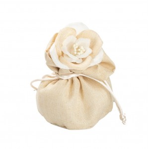 sacchetto segnaposto con fiore
