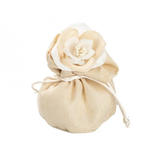 sacchetto segnaposto con fiore