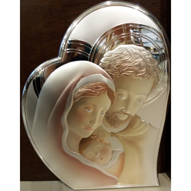 Icona sacra cuore in argento colorato valenti