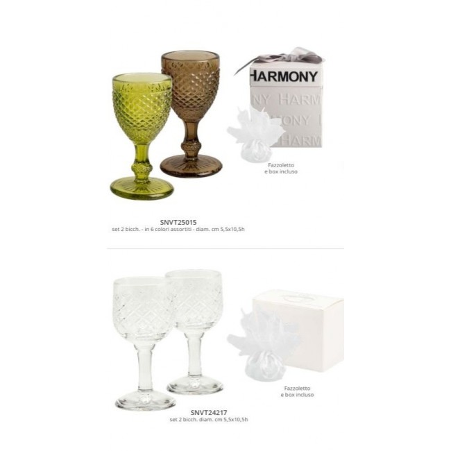 set 2 bicchierini liquore harmony colorati Bomboniera set 2 bicchierini liquore harmony colorati
