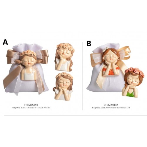 magnete bimba con fiori in testa magnete bimba con fiori in testa