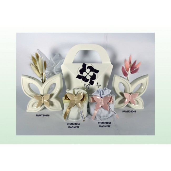 Bomboniera magnete farfalla beige rosa harmony Bomboniera magnete farfalla beige rosa harmony