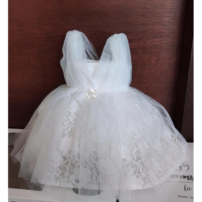 Abito bimba in pizzo e tulle Abito bimba in pizzo e tulle