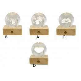globo su base legno con led