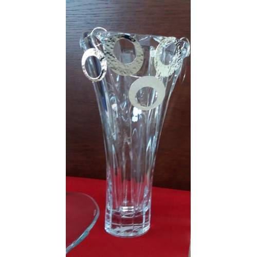 vaso in cristallo con applicazione argento vaso in cristallo con applicazione argento