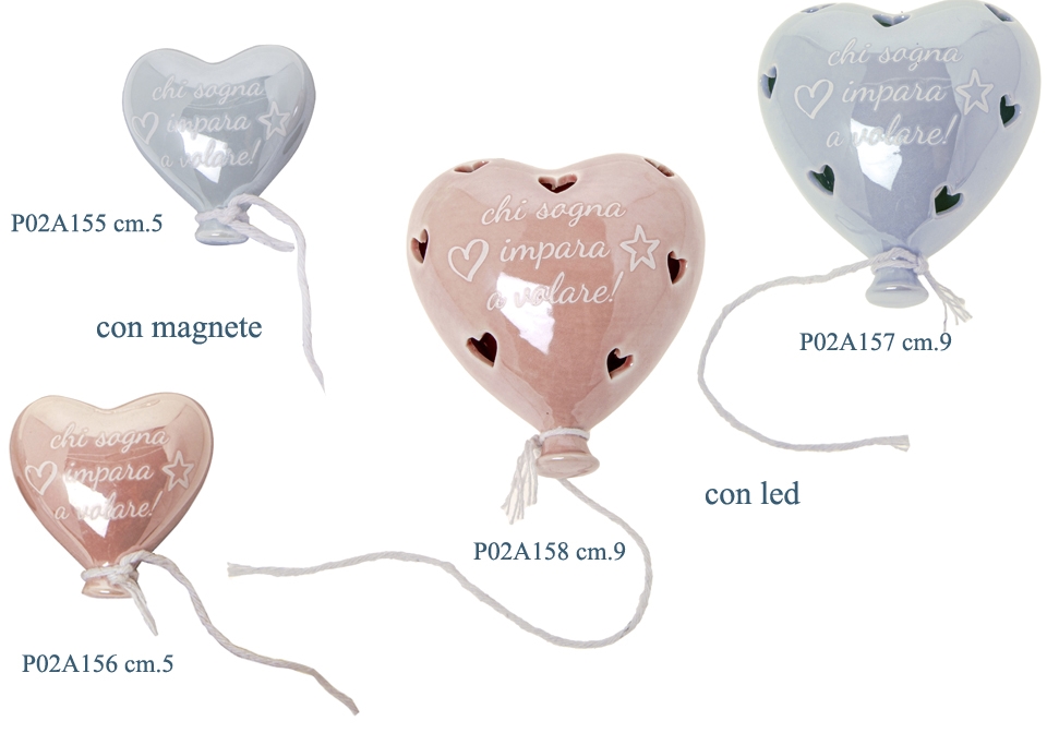 Bomboniera magnete palloncino cuore chi sogna impara a volare rosa celeste