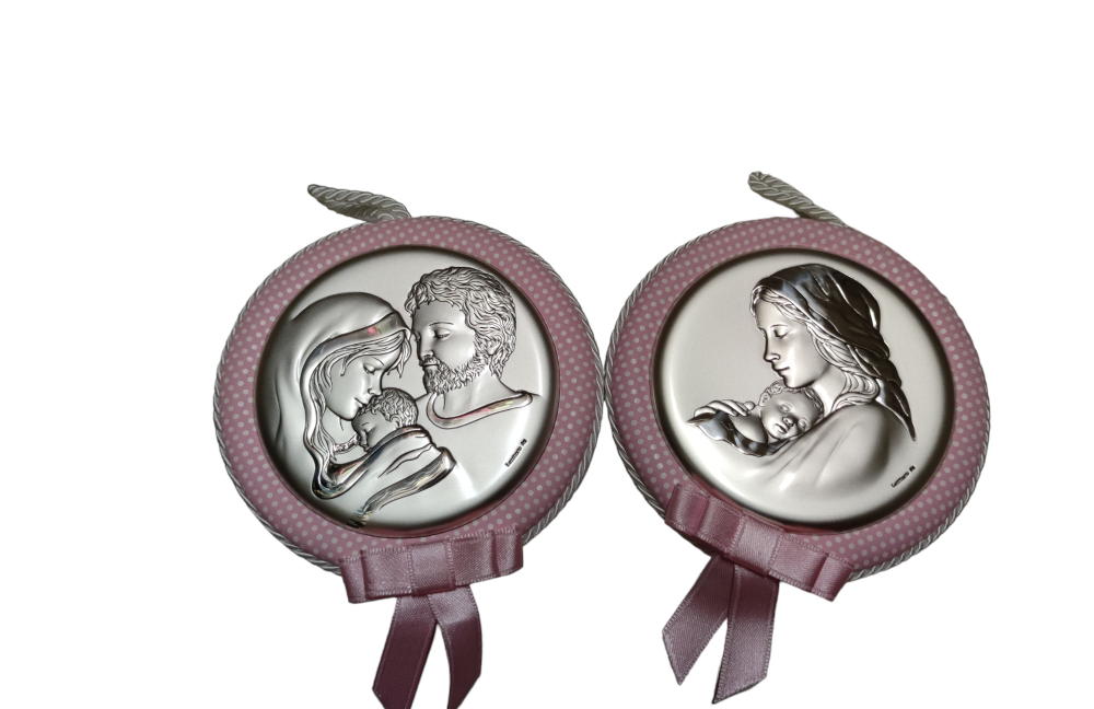 Carillon culla sacra famiglia maternità rosa