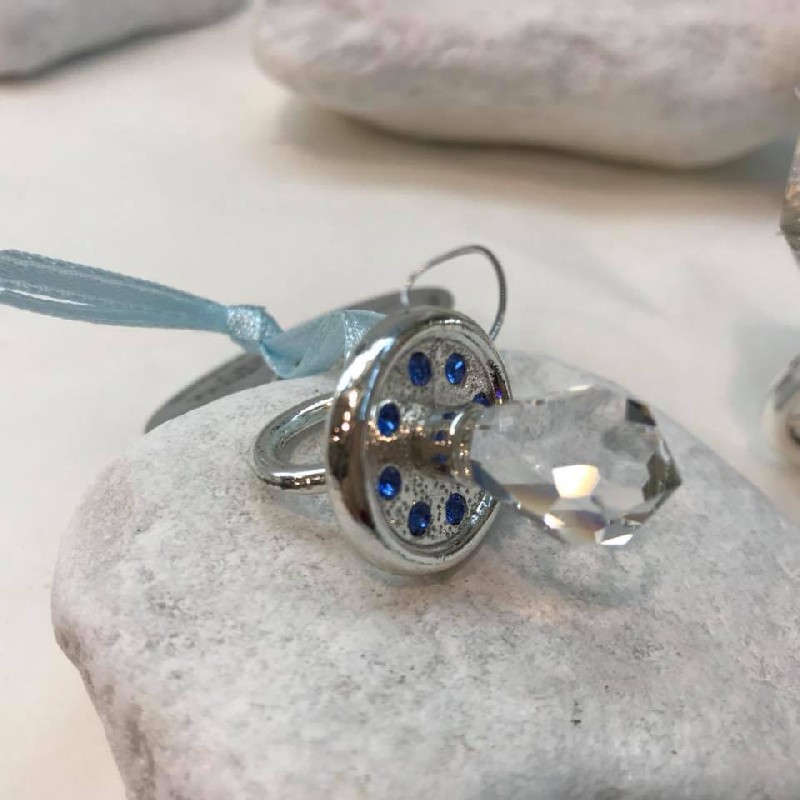 Bomboniera ciuccio swarovski e metallo