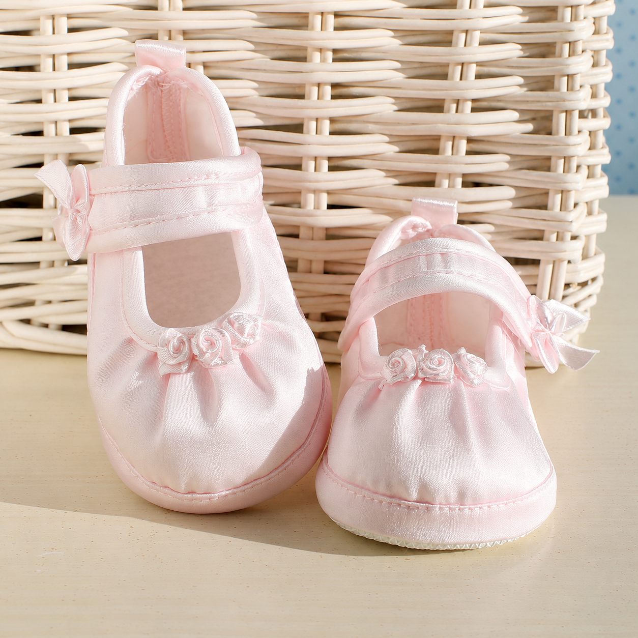 Scarpette bimba in raso rosa
