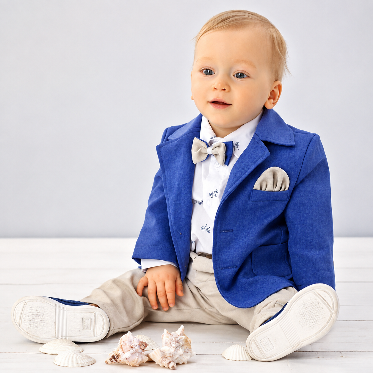 Abito bimbo beige-blu Abito bimbo beige-blu