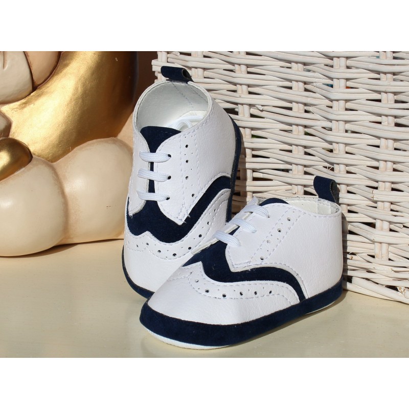 Scarpe bimbo in pelle bianco blu