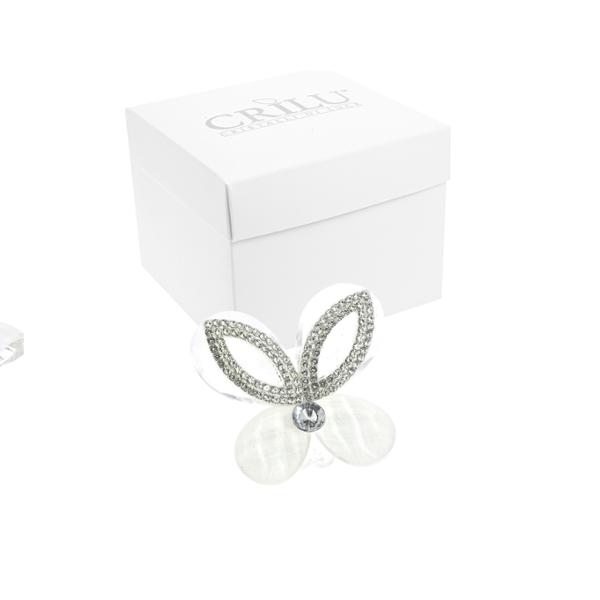 Bomboniera farfalla cristallo bianco