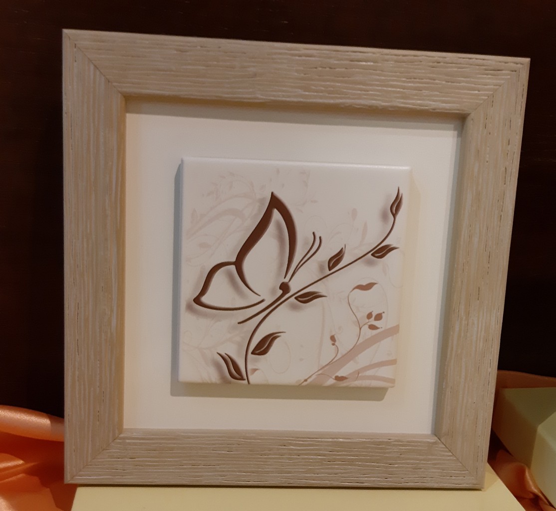 Bomboniera quadro ceramica legno
