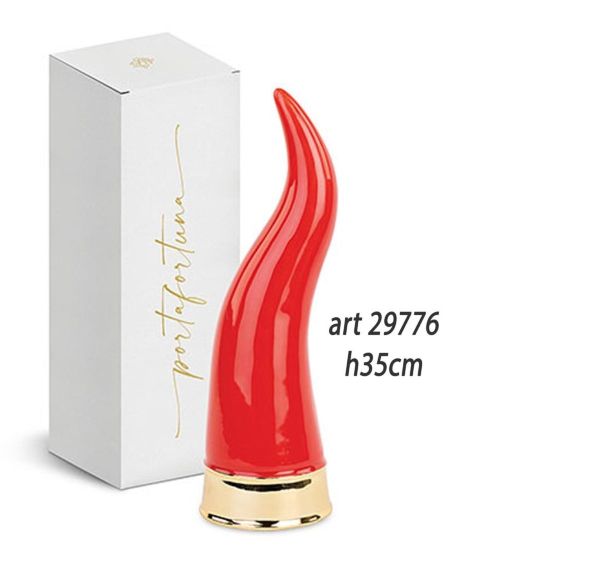Bomboniera cornetto rosso oro 35cm Bomboniera cornetto rosso oro 35cm