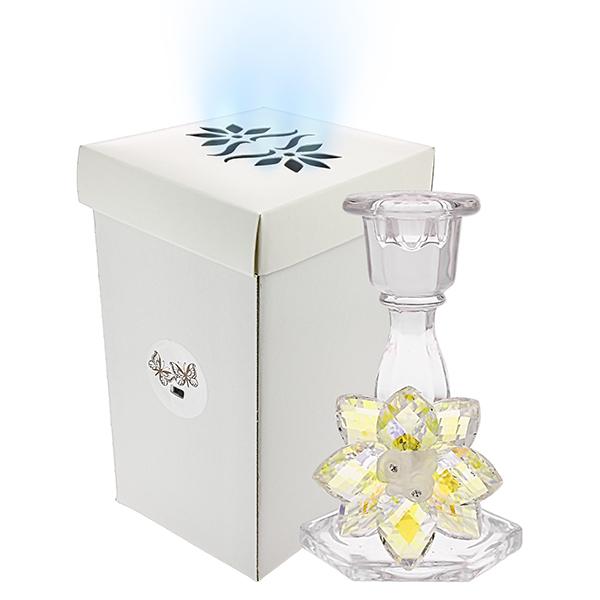 Bomboniera porta candela con fiore cristallo boreale