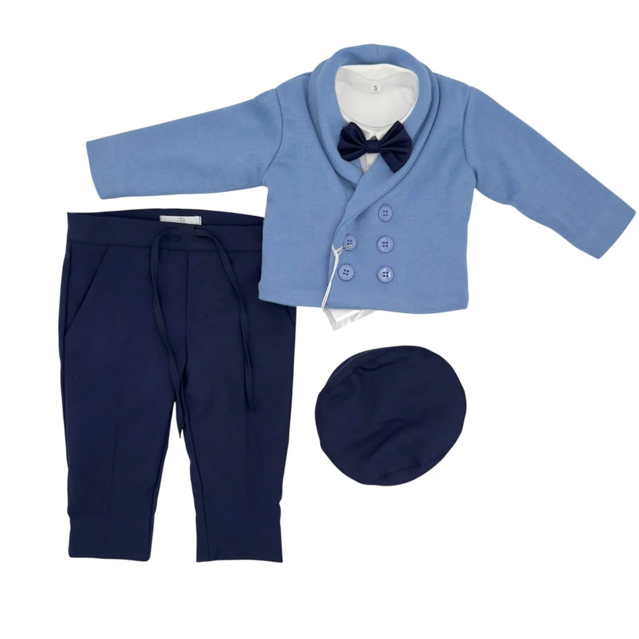Abito bimbo con cardigan blu