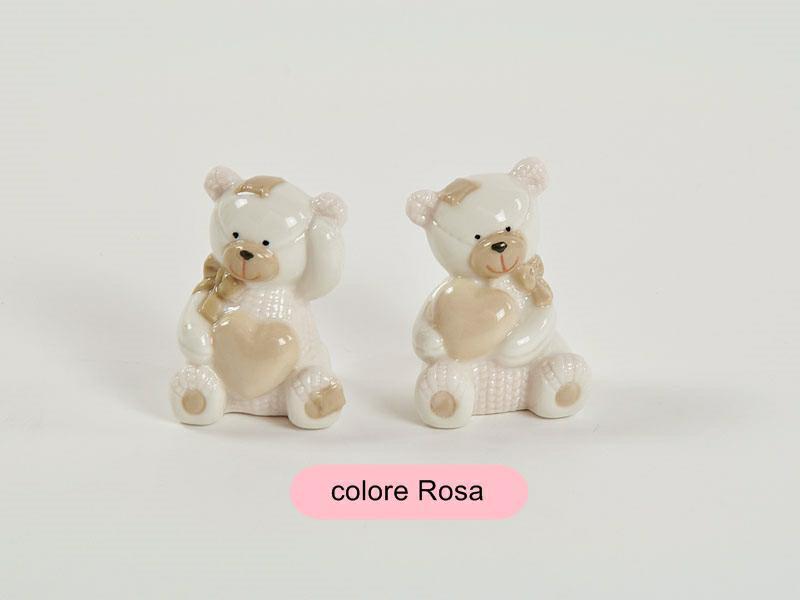 Bomboniera orso rosa in porcellana piccolo