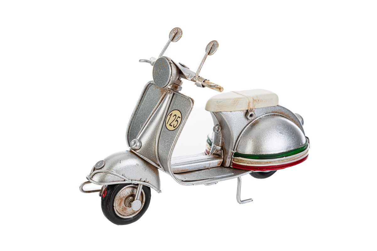 Bomboniera moto vespa 125 avorio argento
