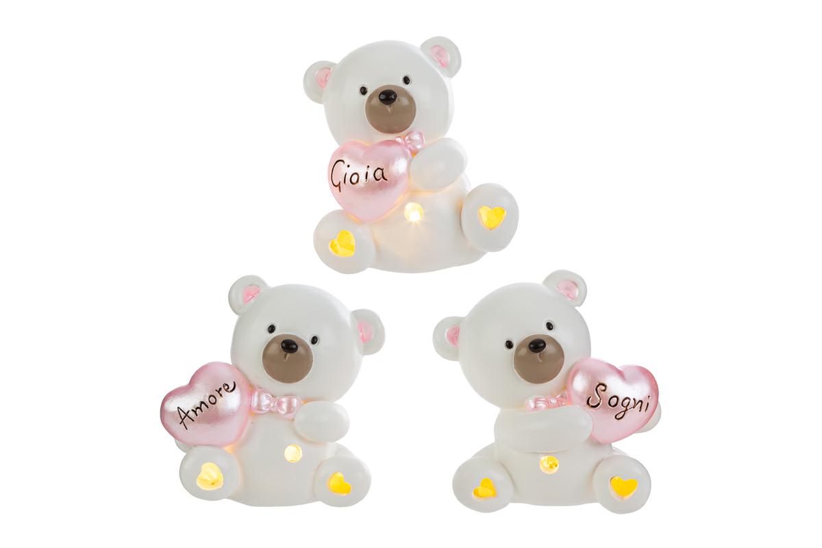 Bomboniera orsetto in resina con led