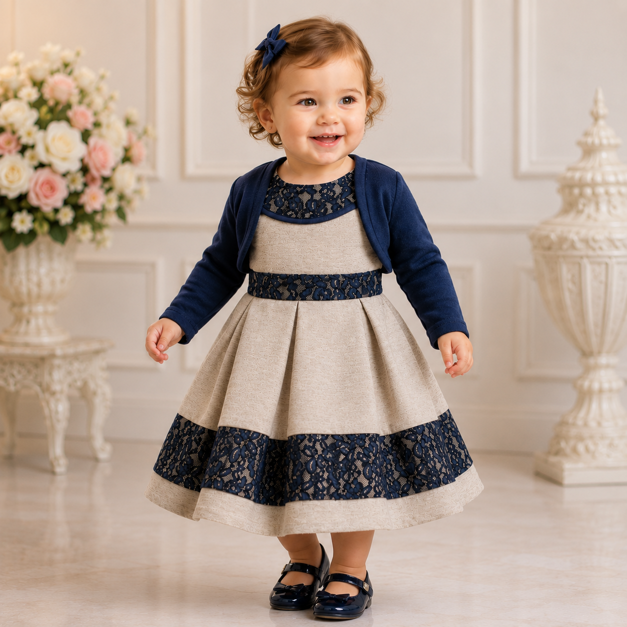 Abito con pizzo blu
