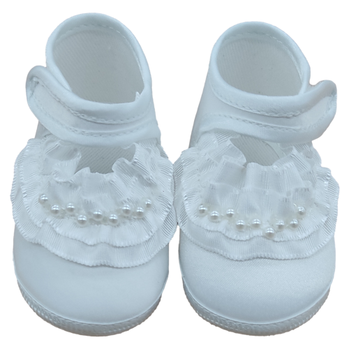 Scarpe bimba con perline bianche Scarpe bimba con perline bianche