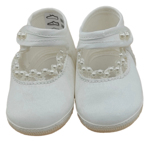 Scarpe bimba bianco con perline