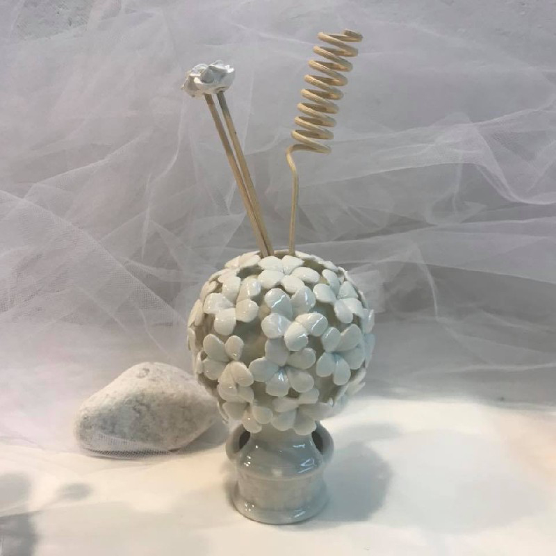 Bomboniera profumatore mongolfiera fiori con led