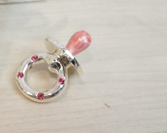 Bomboniera ciucciotto in argento rosa celeste