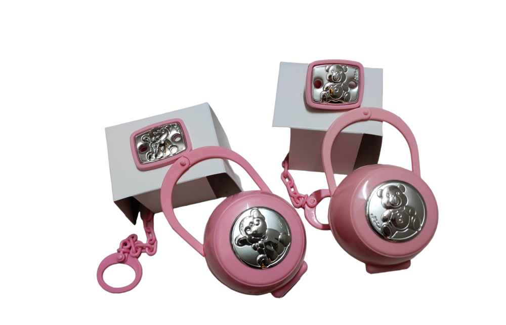 Scatola porta ciuccio orsetto elefantino rosa Scatola porta ciuccio orsetto elefantino rosa