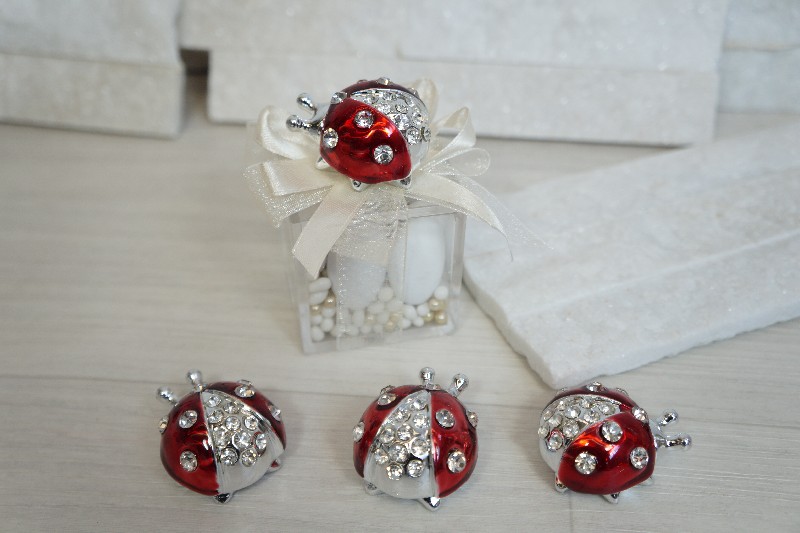 Bomboniera coccinella rossa con strass