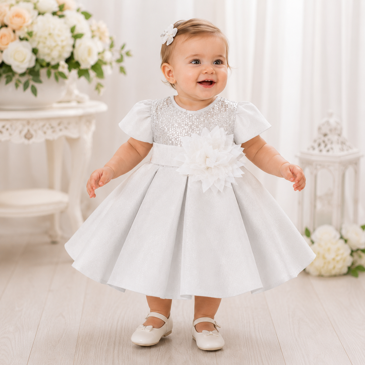 Vestito per bimba bianco con paillettes