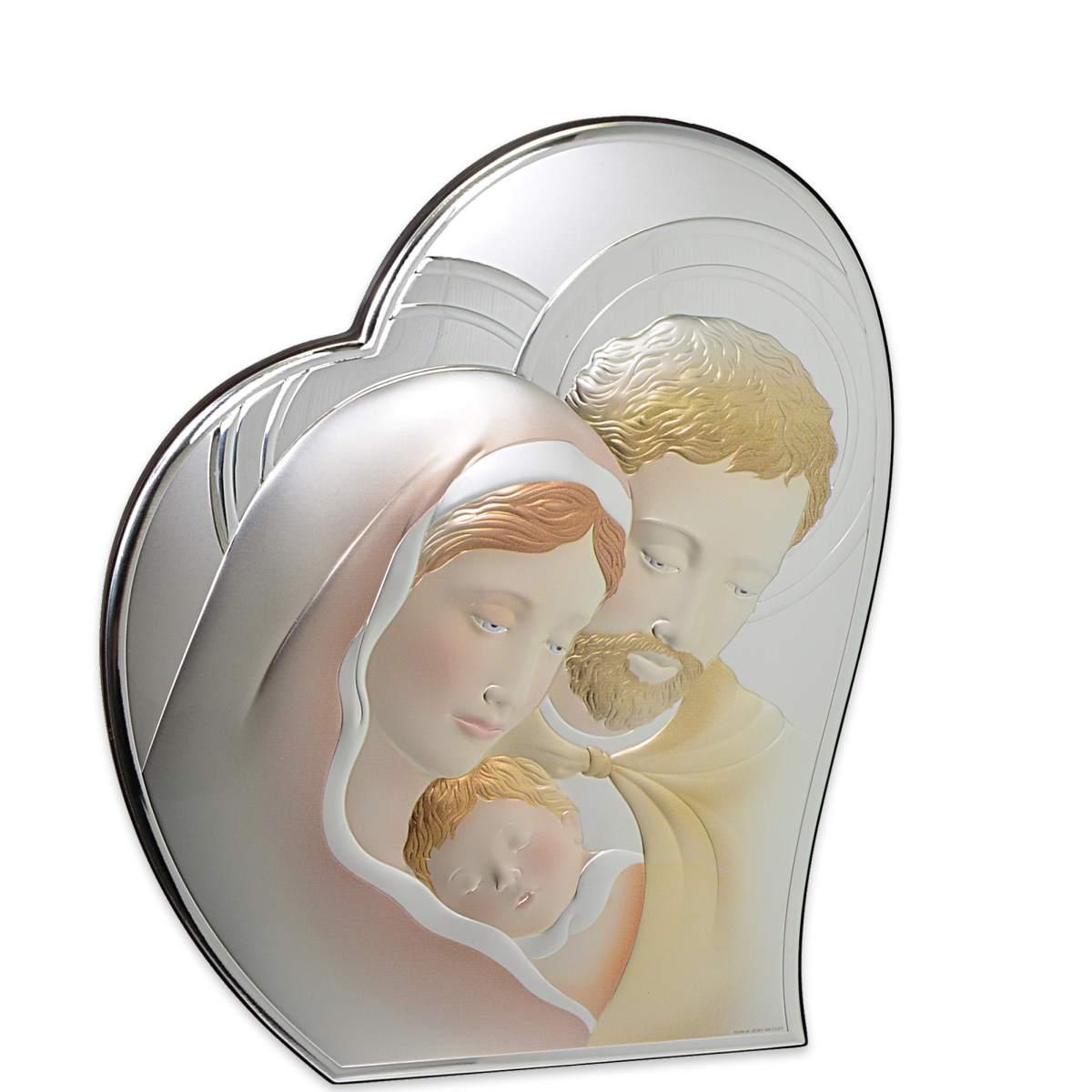 Sacra famiglia in argento colorato