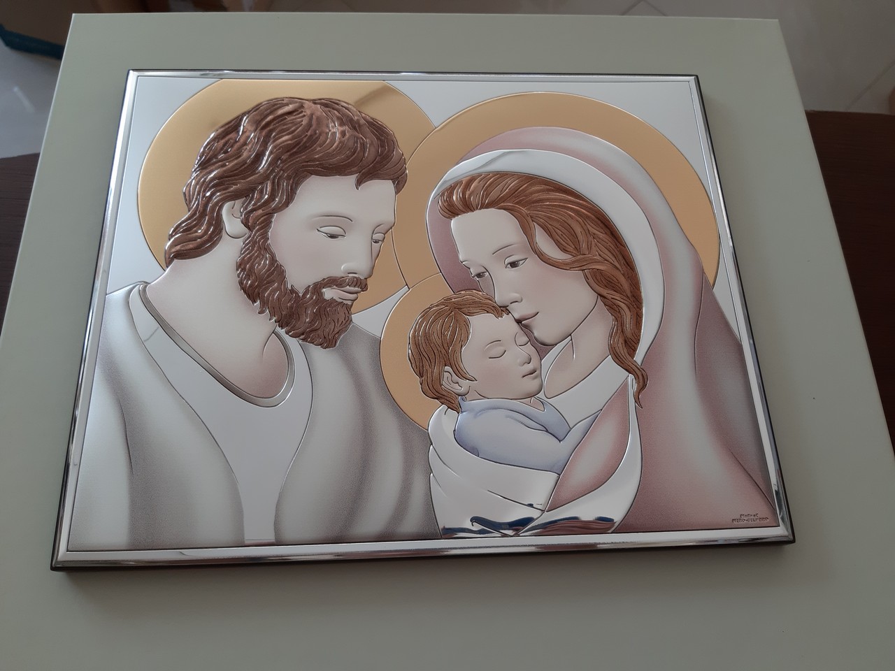 Quadro icona sacra famiglia in argento valenti 26x33