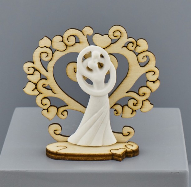 Bomboniera coppia in legno e gesso con albero