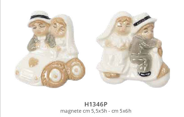 Bomboniera magnete sposini in porcellana
