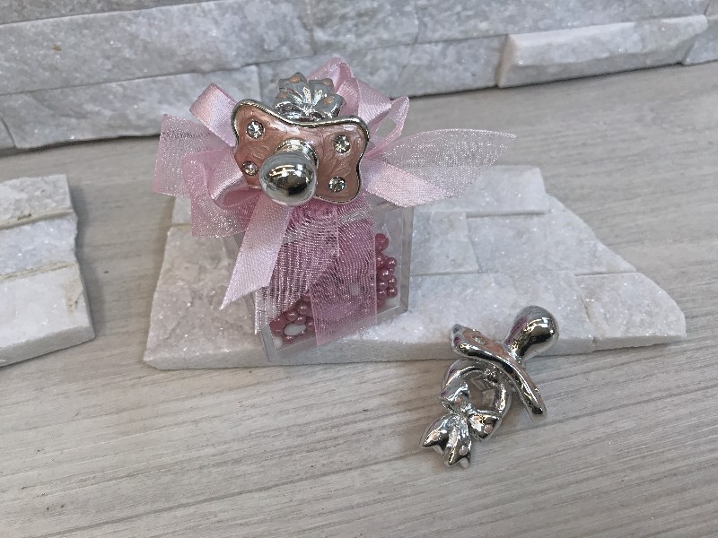 Bomboniera ciucciotto rosa con strass
